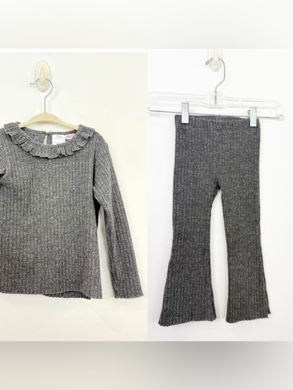 Zara Toddler Girls Gray Long Sleeve Pant Set Size 3-4